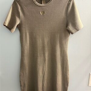 Adidas Gray Ribbed Tee with Gold Logo